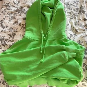 !SOLD ON DEPOP! Neon green TNA cropped hoodie